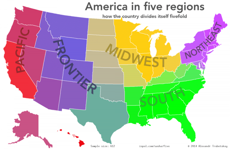 5 Regions Of The United States Map US State Geography
