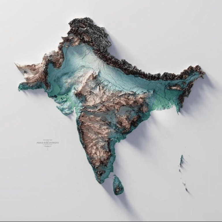 Indian Subcontinent Relief Map Wondering Maps   Indian Subcontinent 