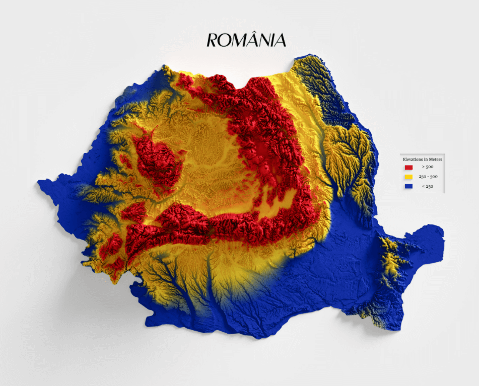 Romania Shaded Relief Map Wondering Maps   Romania Geography 