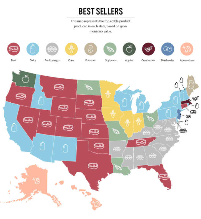 United States Map Agriculture Products