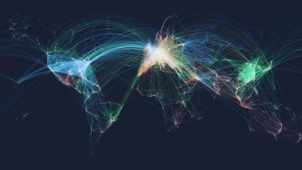 World Mapped by Flight Routes in 24 Hours Wondering Maps